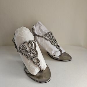 Calvin Klein Silver Satin Slingback Sandals